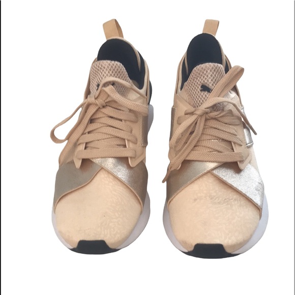 PUMA Muse Pink & Metallic Rose Gold Sneaker Running Shoes - Size 7.5 - Picture 2 of 12